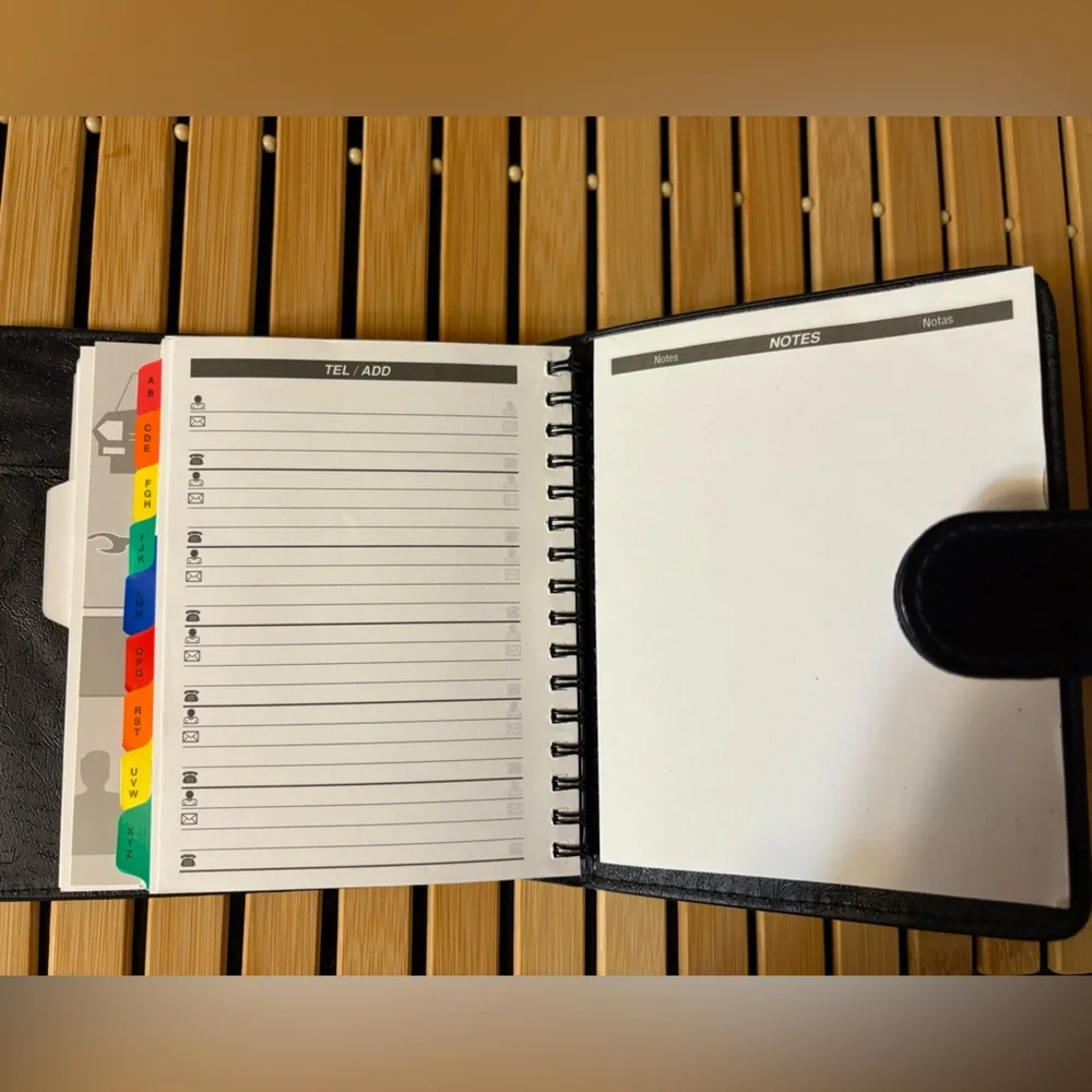 Black Faux Leather Planner - No Specific Year - Can be used for any